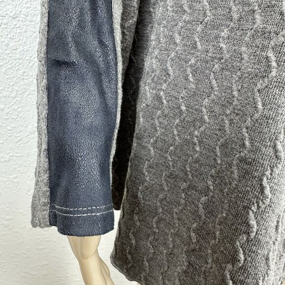 Hem and thread open draped cardigan Dark Gray Soft Jersey Mixmedia Academia S - Picture 4 of 9